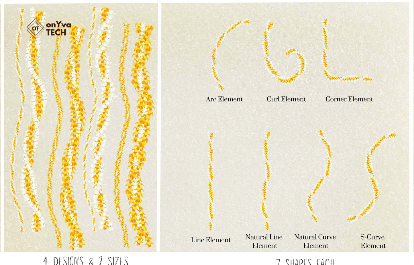 Puakenikeni Pikake 3 Strand Twist Lei | Hawaiian PNG Decorative Element Set | Digital Download