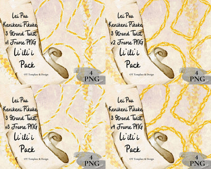 Puakenikeni Pikake 3 Strand Twist Lei | Hawaiian Frame PNG Liʻiliʻi Pack | Digital Download