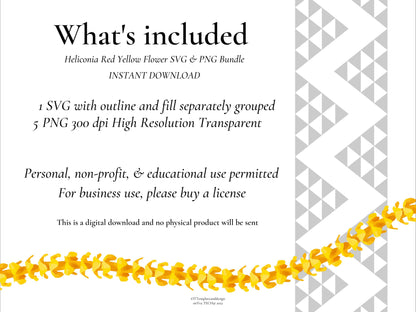 Heliconia Red Yellow Flower SVG PNG | Hawaiian Nature Clipart Bundle | Digital Download