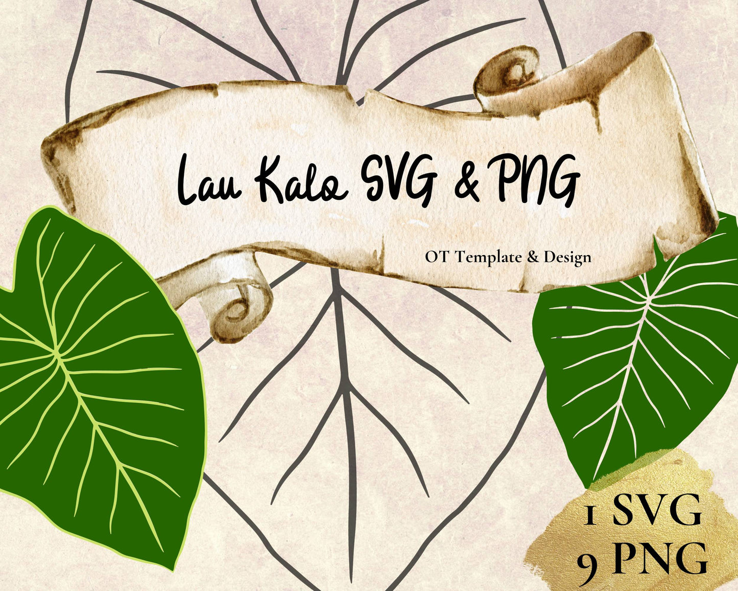 Taro Leaf SVG PNG | Hawaiian Nature Clipart Bundle | Digital Download