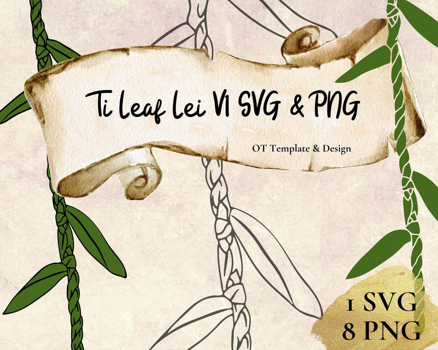 Ti Leaf Lei SVG PNG | Hawaiian Nature Clipart Bundle | Digital Download | v1