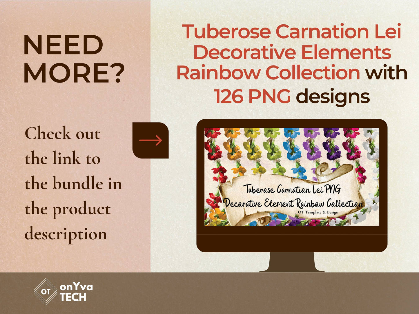 Tuberose Carnation Lei | Hawaiian PNG Decorative Element Set | Digital Download