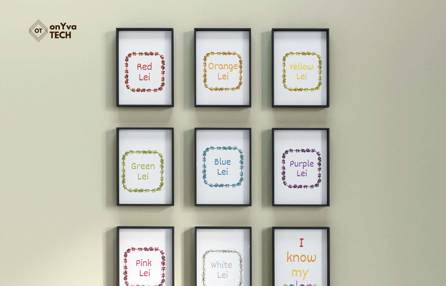 Tuberose Carnation Lei | Rainbow Hawaiian Frame PNG Bundle Collection | Digital Download