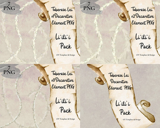 Tuberose Lei | Hawaiian PNG Decorative Element Liʻiliʻi Pack | Digital Download