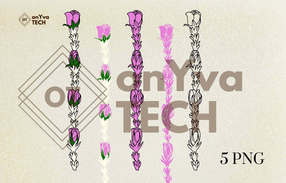 Tuberose Pink Lokelani Lei SVG PNG | Hawaiian Nature Clipart Bundle | Digital Download