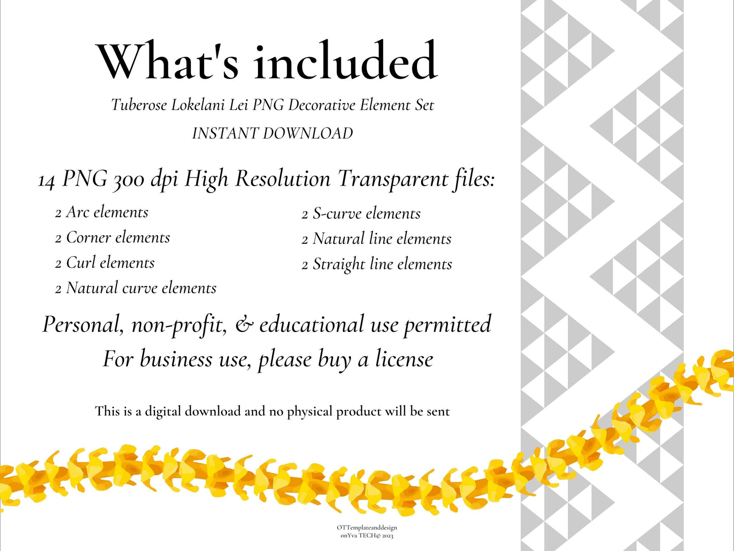 Tuberose Lokelani Lei | Hawaiian PNG Decorative Element Set | Digital Download