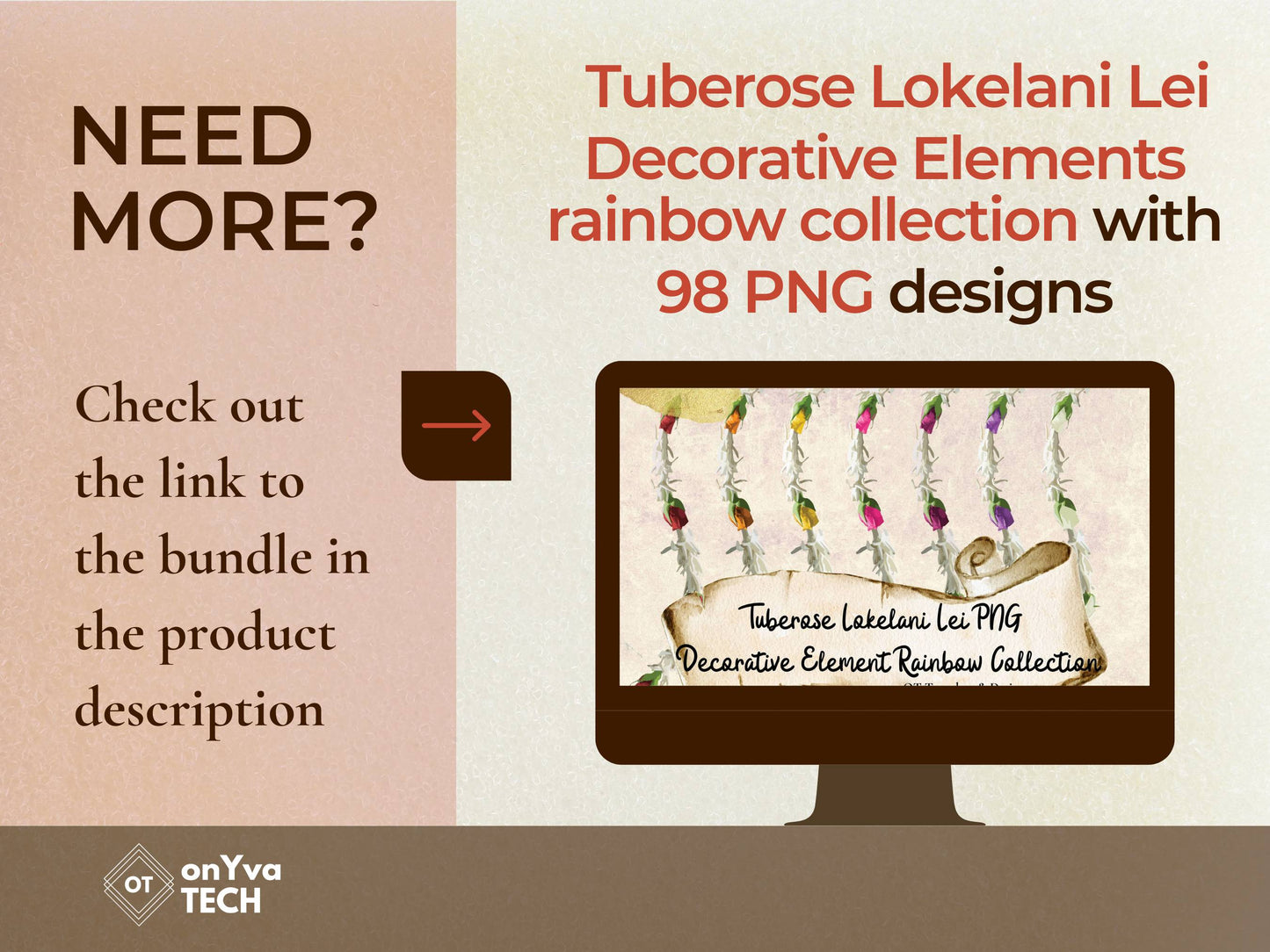 Tuberose Lokelani Lei | Hawaiian PNG Decorative Element Set | Digital Download