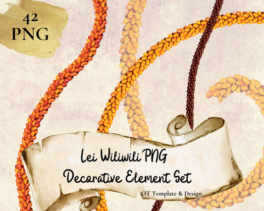Wiliwili Seed Lei | Hawaiian PNG Decorative Element Set | Digital Download